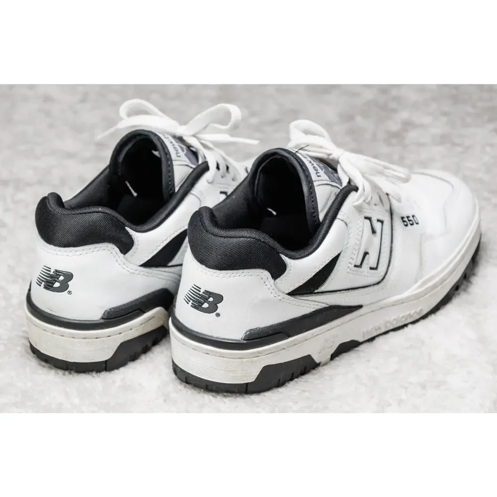 New Balance 550 White Black Leather Oreo Retro Sneakers Mens Size 8 Womens 9.5